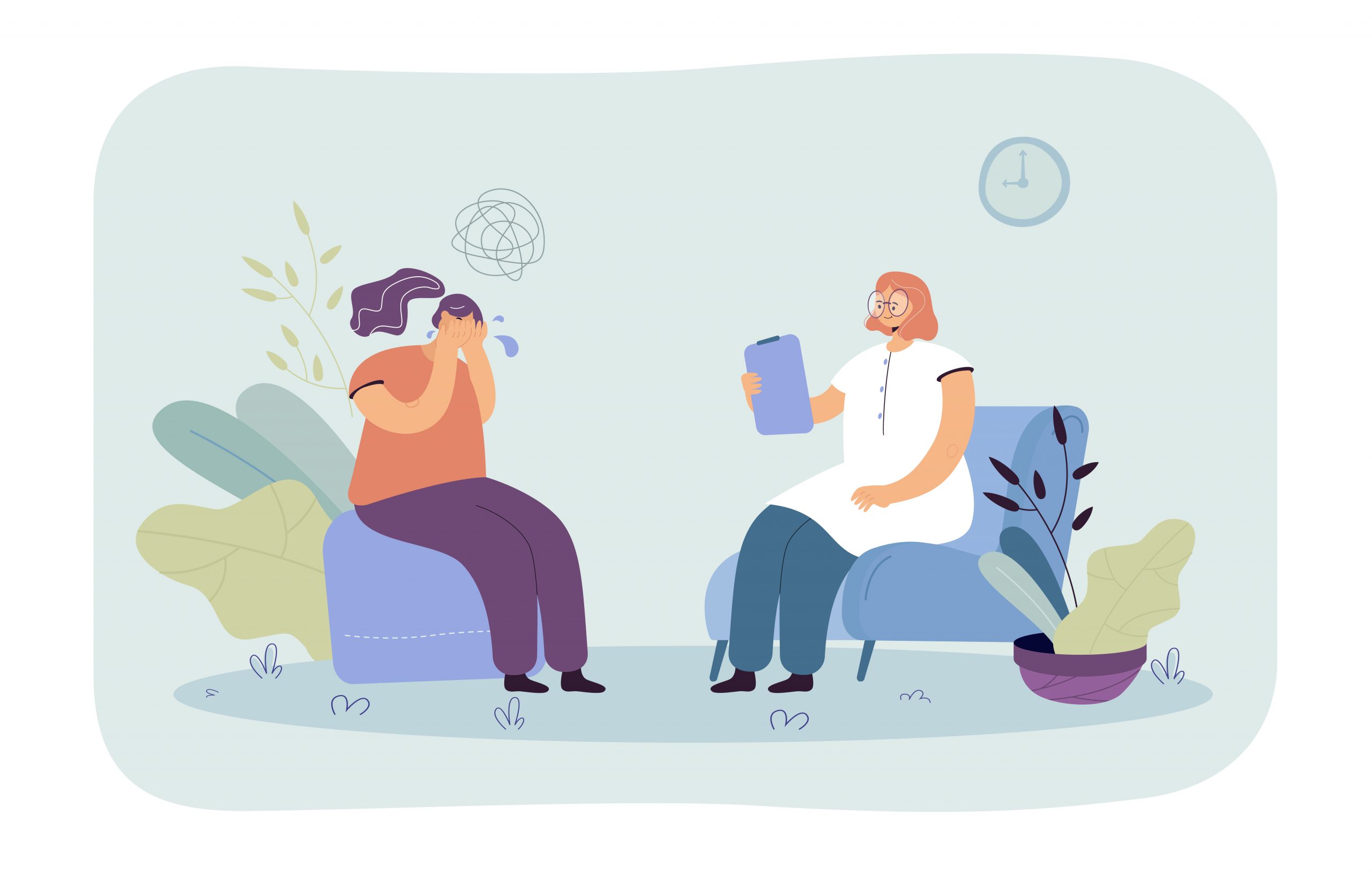 femme en pleure en pleine thérapie psychologique